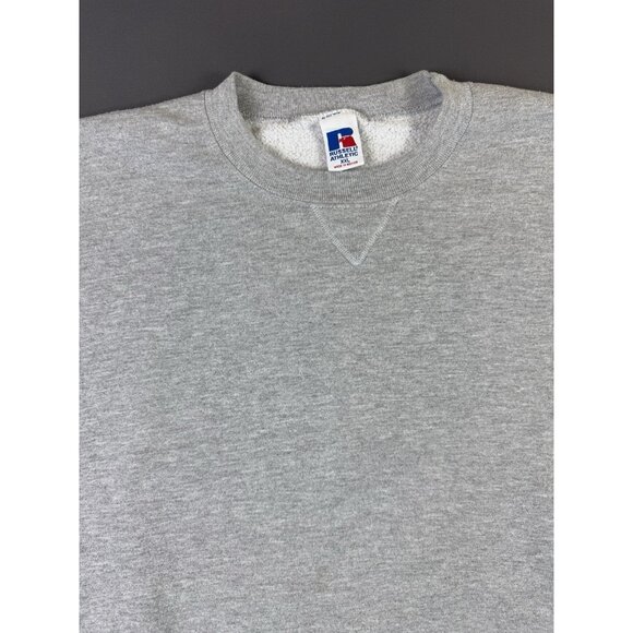 Vintage Y2K Russell Athletic Blank Gray Crewneck Sweater Streetwear Hype 2XL - Picture 3 of 10